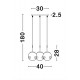 Gold Metal & Smoky Glass Black PVC Wire LED E27 3x12 Watt 230 Volt IP20 Bulb Excluded D: 40 H1: 28 H2: 180 cm Adjustable height 