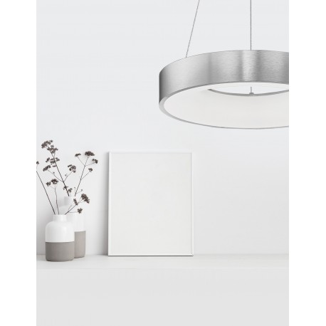 Triac Dimmable Brushed Silver Aluminium & Acrylic LED 30 Watt 230 Volt 1845Lm 3000K IP20 D: 38 H: 120 cm Adjustable Height 