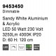 4000K Triac Dimmable Sandy White Aluminium & Acrylic LED 50 Watt 230 Volt 2864Lm 3000K IP20 D: 60 H: 120 cm Adjustable Height 