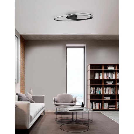Matt Black Aluminium & Acrylic LED 28 Watt 230 Volt 1950Lm 3000K IP20 D: 60 W: 35 H: 15 cm 