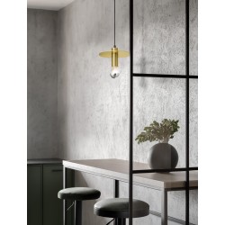 Gold Metal LED E27 1x12 Watt 230 Volt IP20 Bulb Excluded D: 20 H 1: 14.5 H 2: 180 cm Adjustable height 