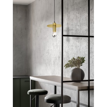Gold Metal LED E27 1x12 Watt 230 Volt IP20 Bulb Excluded D: 20 H 1: 14.5 H 2: 180 cm Adjustable height 
