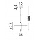 Gold Metal LED E27 1x12 Watt 230 Volt IP20 Bulb Excluded D: 35 H 1: 19.5 H 2: 180 cm Adjustable height 