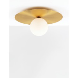 Gold Metal & Opal Glass LED E27 1x12 Watt 230 Volt IP20 Bulb Excluded D: 40 H: 18 cm 
