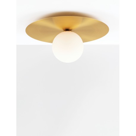 Gold Metal & Opal Glass LED E27 1x12 Watt 230 Volt IP20 Bulb Excluded D: 40 H: 18 cm 