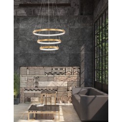 Triac Dimmable Gold Leaf Aluminium & Acrylic LED 83 Watt 230 Volt 5597Lm 3000K IP20 D1: 61 D2: 45 D3: 35.5 H: 150 cm Adjustabl
