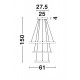 Triac Dimmable Gold Leaf Aluminium & Acrylic LED 83 Watt 230 Volt 5597Lm 3000K IP20 D1: 61 D2: 45 D3: 35.5 H: 150 cm Adjustabl