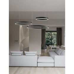 3000K Triac Dimmable Sandy Black Aluminium & Acrylic LED 140 Watt 230 Volt 7840Lm IP20 D1: 60 D2: 80 D3: 100 H: 250 cm Adjust