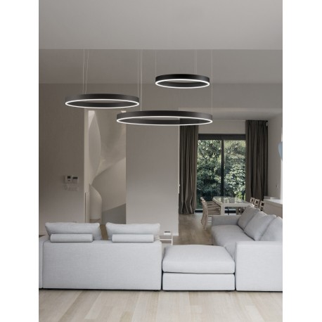 3000K Triac Dimmable Sandy Black Aluminium & Acrylic LED 140 Watt 230 Volt 7840Lm IP20 D1: 60 D2: 80 D3: 100 H: 250 cm Adjust