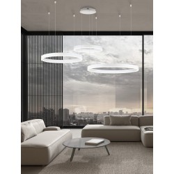 3000K Triac Dimmable Sandy White Aluminium & Acrylic LED 140 Watt 230 Volt 7840Lm IP20 D1: 60 D2: 80 D3: 100 H: 250 cm Adjust
