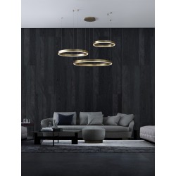 3000K Triac Dimmable Brass Gold Aluminium & Acrylic LED 140 Watt 230 Volt 7840Lm IP20 D1: 60 D2: 80 D3: 100 H: 250 cm Adjusta