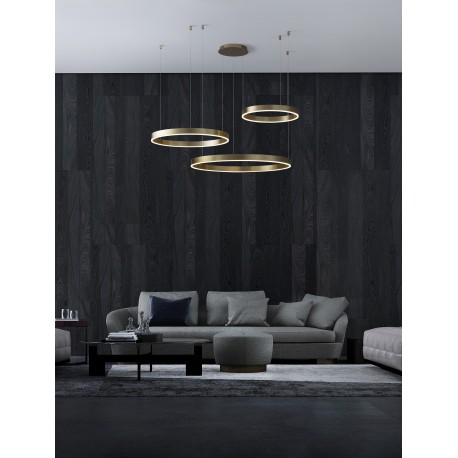3000K Triac Dimmable Brass Gold Aluminium & Acrylic LED 140 Watt 230 Volt 7840Lm IP20 D1: 60 D2: 80 D3: 100 H: 250 cm Adjusta