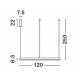 3000K Triac Dimmable Sandy Black Aluminium & Acrylic LED 72 Watt 5250Lm 230 Volt IP20 D: 120 H: 250 cm Adjustable Height 