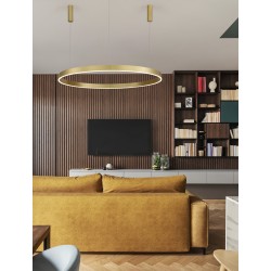 3000K Triac Dimmable Brass Gold Aluminium & Acrylic LED 72 Watt 5250Lm 230 Volt IP20 D: 120 H: 250 cm Adjustable Height 