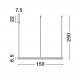 3000K Triac Dimmable Sandy Black Aluminium & Acrylic LED 80 Watt 6000Lm 230 Volt IP20 D: 150 H: 250 cm Adjustable Height 