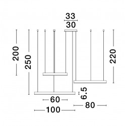 2700-6000K Changing CCT & Dimming Sandy Black Aluminium & Acrylic LED 140 Watt 230 Volt 7840Lm IP20 D1: 60 D2: 80 D3: 100 H: 