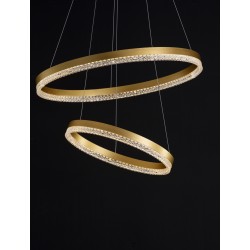 Triac Dimmable Brass Gold Aluminium LED 52 Watt 220 Volt 5684Lm 3000K IP20 D: 60 H: 150 cm Adjustable Height 