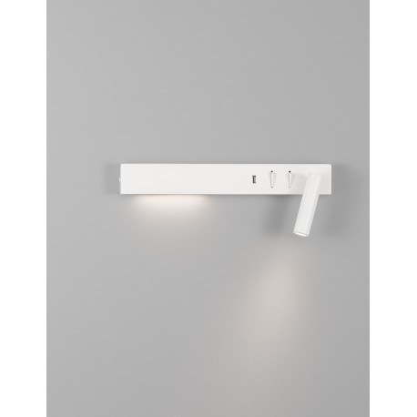 Sandy White Metal Adjustable - Switch On/Off USB Charger LED Cree 230 Volt 3000K Backlight 5 Watt 350Lm Reader 1x3 Watt 210Lm 