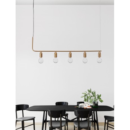 Brass Metal & Clear Glass LED G9 5x6 Watt 230 Volt IP20 Bulb Excluded L: 128 W: 10 H: 120 cm Adjustable height 