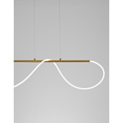 Triac Dimmable Gold Aluminium & Acrylic LED 28 Watt 230 Volt 3146Lm 3000K IP20 L: 90 W: 20 H: 120 cm Adjustable Height 