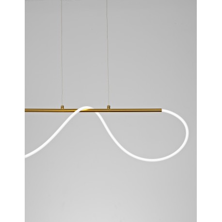 Triac Dimmable Gold Aluminium & Acrylic LED 28 Watt 230 Volt 3146Lm 3000K IP20 L: 90 W: 20 H: 120 cm Adjustable Height 