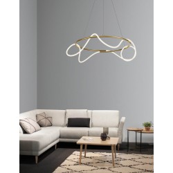 Triac Dimmable Gold Aluminium & Acrylic LED 43 Watt 230 Volt 4581Lm 3000K IP20 D: 70 H: 120 cm Adjustable Height 