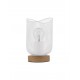 Matt White Metal Natural Wood LED E27 1x12 Watt 230 Volt IP20 Bulb Excluded Cable Length: 160 cm D: 12 H: 17 cm 