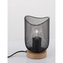 Matt Black Metal Natural Wood LED E27 1x12 Watt 230 Volt IP20 Bulb Excluded Cable Length: 160 cm D: 12 H: 17 cm 