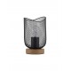 Matt Black Metal Natural Wood LED E27 1x12 Watt 230 Volt IP20 Bulb Excluded Cable Length: 160 cm D: 12 H: 17 cm 