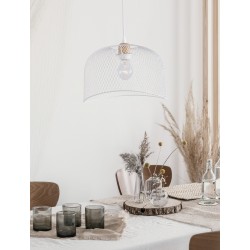 Matt White Metal Natural Wood LED E27 1x12 Watt 230 Volt IP20 Bulb Excluded D: 30 H1: 19.5 H2: 120 cm Adjustable height 