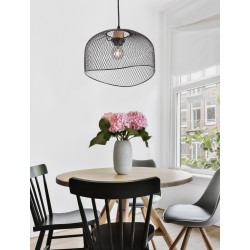 Matt Black Metal Natural Wood LED E27 1x12 Watt 230 Volt IP20 Bulb Excluded D: 30 H1: 19.5 H2: 120 cm Adjustable height 