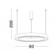 Triac Dimmable Sandy White Aluminium & Acrylic LED 40 Watt 230 Volt 2153Lm 3000K IP20 D: 60 H: 200 cm Adjustable Height 