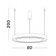 Triac Dimmable Sandy White Aluminium & Acrylic LED 50 Watt 230 Volt 2968Lm 3000K IP20 D: 80 H: 200 cm Adjustable Height 