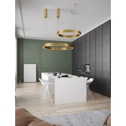 Triac Dimmable Brass Gold Aluminium & Acrylic LED 50 Watt 230 Volt 2968Lm 3000K IP20 D: 80 H: 200 cm Adjustable Height 