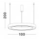 Triac Dimmable Sandy White Aluminium & Acrylic LED 60 Watt 230 Volt 3389Lm 3000K IP20 D: 100 H: 200 cm Adjustable Height 