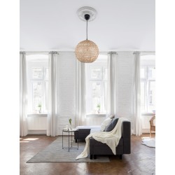 Natural Rattan Black Fabric Wire & Base LED E27 1x12 Watt 230 Volt IP20 Bulb Excluded D: 40 H1: 37 H2: 250 cm Adjustable height