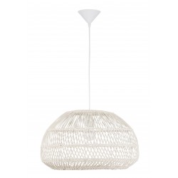 Ivory Rattan White Fabric Wire & Base LED E27 1x12 Watt 230 Volt IP20 Bulb Excluded D: 50.5 H1: 30 H2: 250 cm Adjustable height