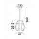 Natural Rattan Black Fabric Wire & Base LED E27 1x12 Watt 230 Volt IP20 Bulb Excluded D: 27 H 1: 26.5 H 2: 180 cm Adjustable h