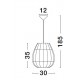 Natural Rattan Black Fabric Wire & Base LED E27 1x12 Watt 230 Volt IP20 Bulb Excluded D: 30 H 1: 35 H 2: 185 cm Adjustable hei