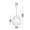 Natural Rattan Black Fabric Wire & Base LED E27 1x12 Watt 230 Volt IP20 Bulb Excluded D: 30 H 1: 35 H 2: 185 cm Adjustable hei