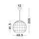 Natural Rattan Black Fabric Wire & Base LED E27 1x12 Watt 230 Volt IP20 Bulb Excluded D: 48.5 H1: 41.5 H2: 205 cm Adjustable h