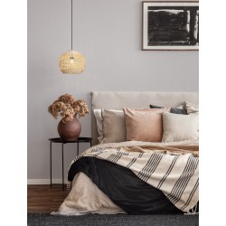 Natural Rattan Black Fabric Wire & Base LED E27 1x12 Watt 230 Volt IP20 Bulb Excluded D: 30 H1: 26 H2: 195 cm Adjustable heigh