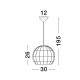 Natural Rattan Black Fabric Wire & Base LED E27 1x12 Watt 230 Volt IP20 Bulb Excluded D: 30 H1: 26 H2: 195 cm Adjustable heigh