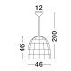 Natural Rattan Black Fabric Wire & Base LED E27 1x12 Watt 230 Volt IP20 Bulb Excluded D: 46 H 1: 46 H 2: 200 cm Adjustable hei