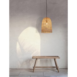 Natural Rattan Black Fabric Wire & Base LED E27 1x12 Watt 230 Volt IP20 Bulb Excluded D: 30 H1: 43 H2: 190 cm Adjustable heigh
