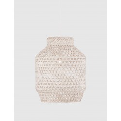 Ivory Rattan White Fabric Wire & Base LED E27 1x12 Watt 230 Volt IP20 Bulb Excluded D: 35 H1: 44 H2: 250 cm Adjustable height 