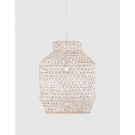 Ivory Rattan White Fabric Wire & Base LED E27 1x12 Watt 230 Volt IP20 Bulb Excluded D: 35 H1: 44 H2: 250 cm Adjustable height 