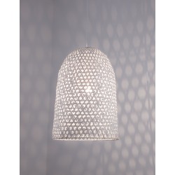 White Rattan White Fabric Wire & Base LED E27 1x12 Watt 230 Volt IP20 Bulb Excluded D: 40.5 H1: 58.5 H2: 250 cm Adjustable heig