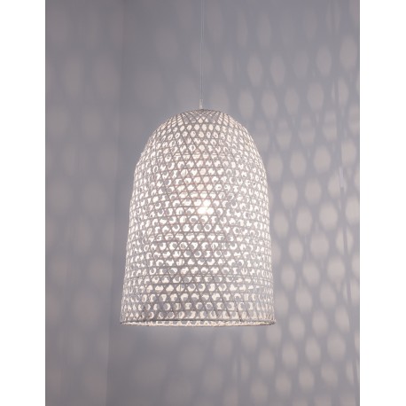 White Rattan White Fabric Wire & Base LED E27 1x12 Watt 230 Volt IP20 Bulb Excluded D: 40.5 H1: 58.5 H2: 250 cm Adjustable heig
