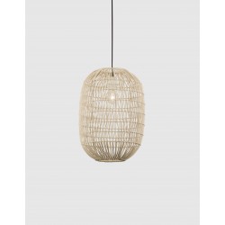 Natural Rattan Black Fabric Wire & Base LED E27 1x12 Watt 230 Volt IP20 Bulb Excluded D: 30 H1: 42 H2: 250 cm Adjustable height